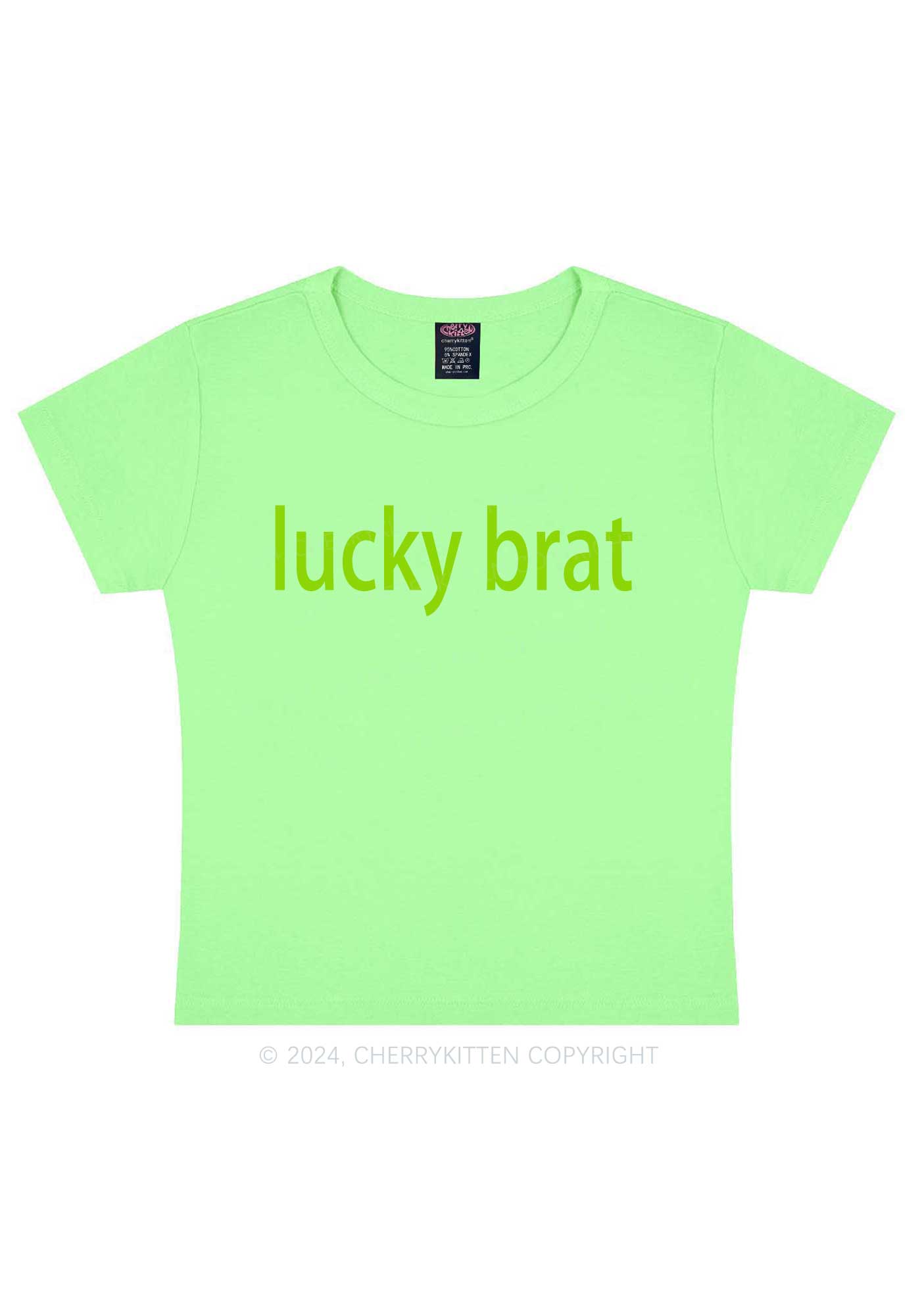 Lucky Brat St Patricks Y2K Baby Tee Cherrykitten