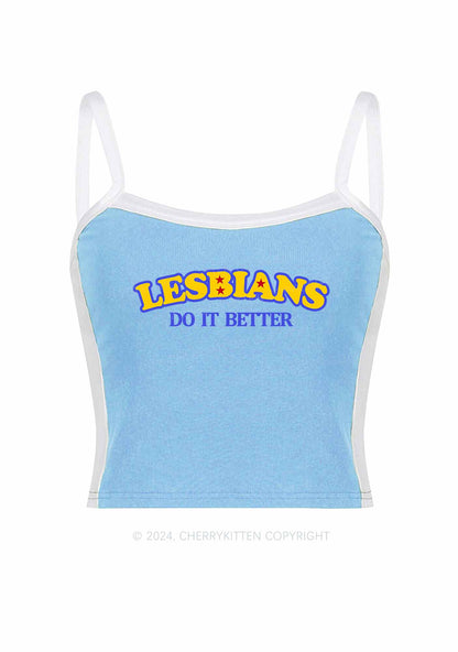 Lesbians Do It Better Y2K Color Block Crop Cami Top Cherrykitten