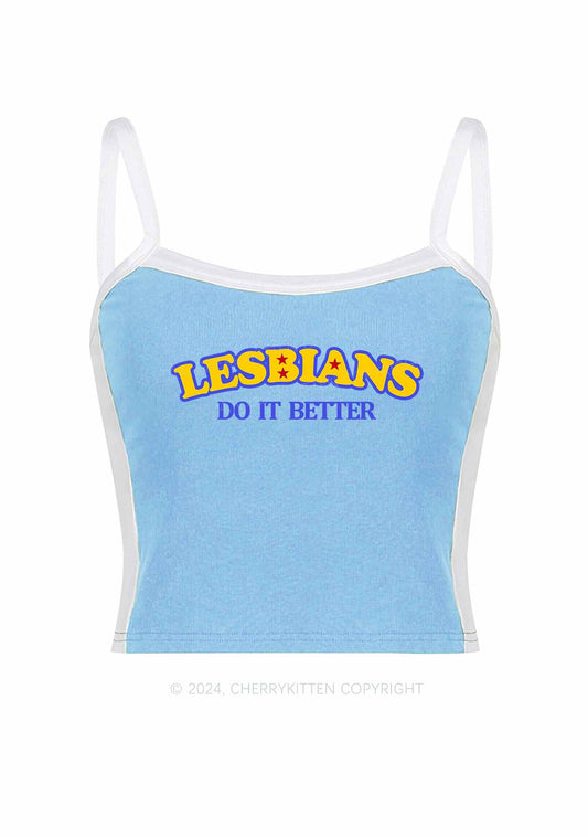 Lesbians Do It Better Y2K Color Block Crop Cami Top Cherrykitten