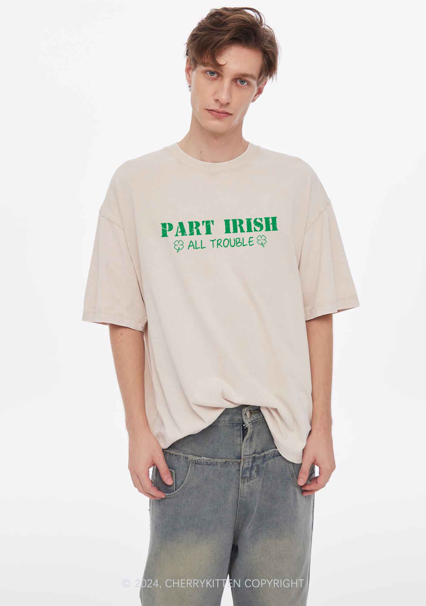 Part Irish All Trouble St Patricks Y2K Washed Tee Cherrykitten