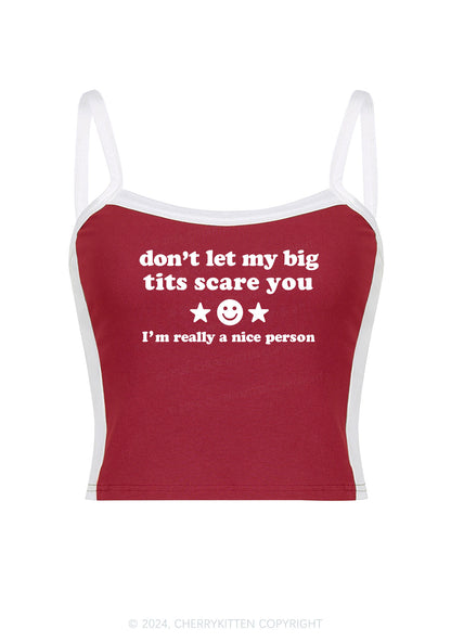 Dont Let My Big Txts Scare You Y2K Color Block Crop Cami Top Cherrykitten