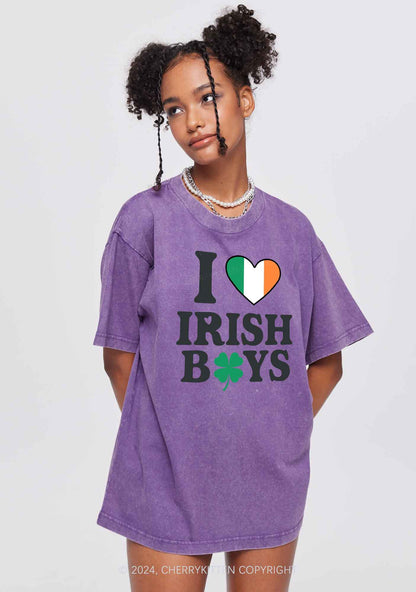 Irish Boy Shamrock St Patricks Y2K Washed Tee Cherrykitten