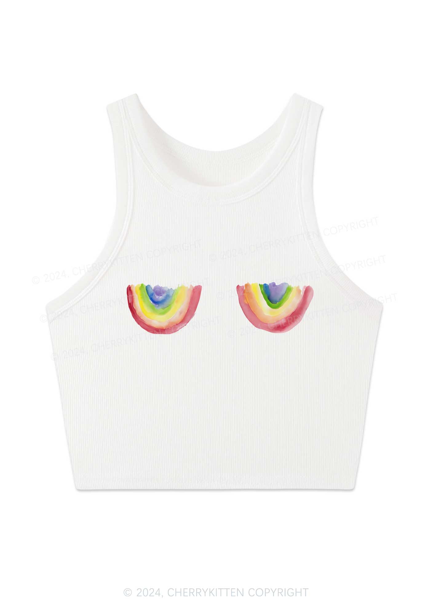 Rainbow Bxxb Y2K Crop Tank Top Cherrykitten