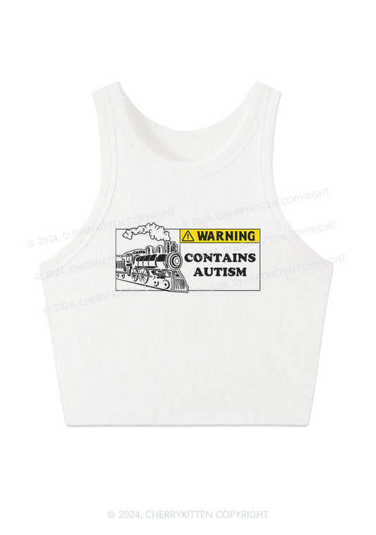 Warning Contains Autism Y2K Crop Tank Top Cherrykitten