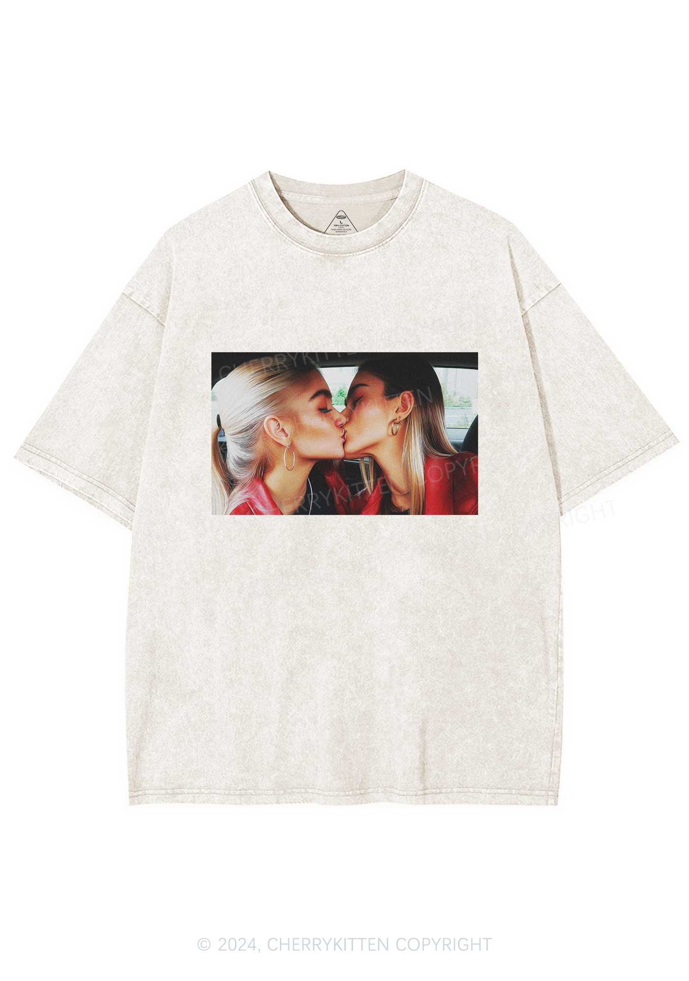 Girls Kiss Y2K Valentine's Day Washed Tee Cherrykitten