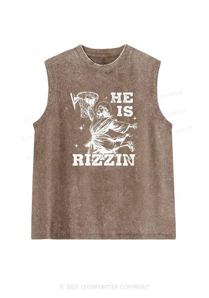 He Is Rizzin Y2K Washed Tank Cherrykitten