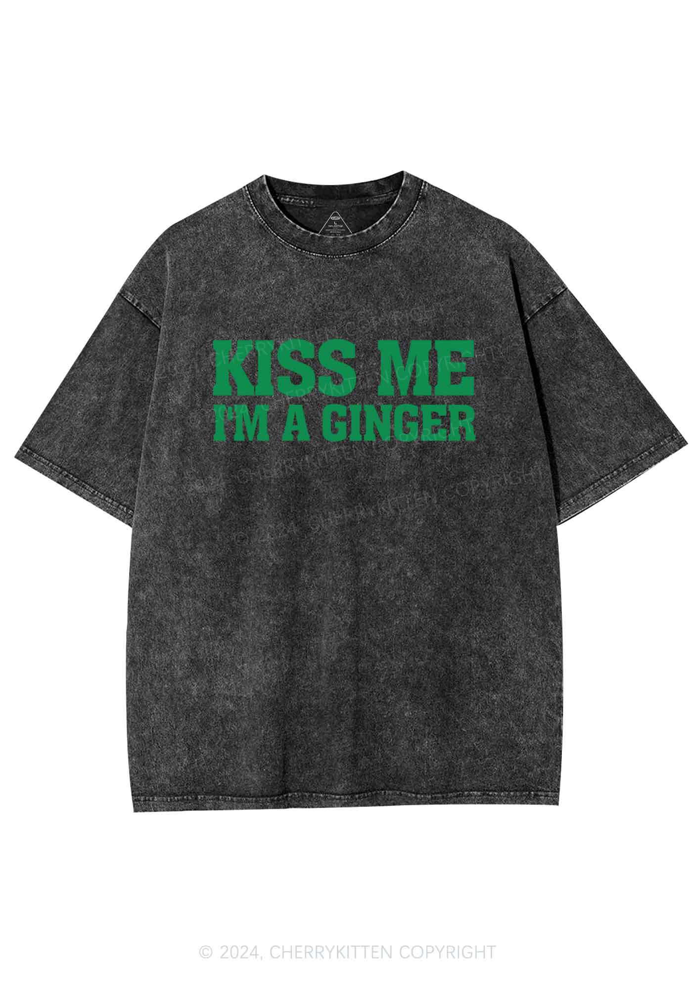 Kiss Me Im Ginger St Patricks Y2K Washed Tee Cherrykitten