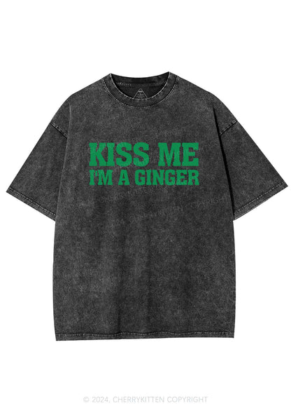 Kiss Me Im Ginger St Patricks Y2K Washed Tee Cherrykitten