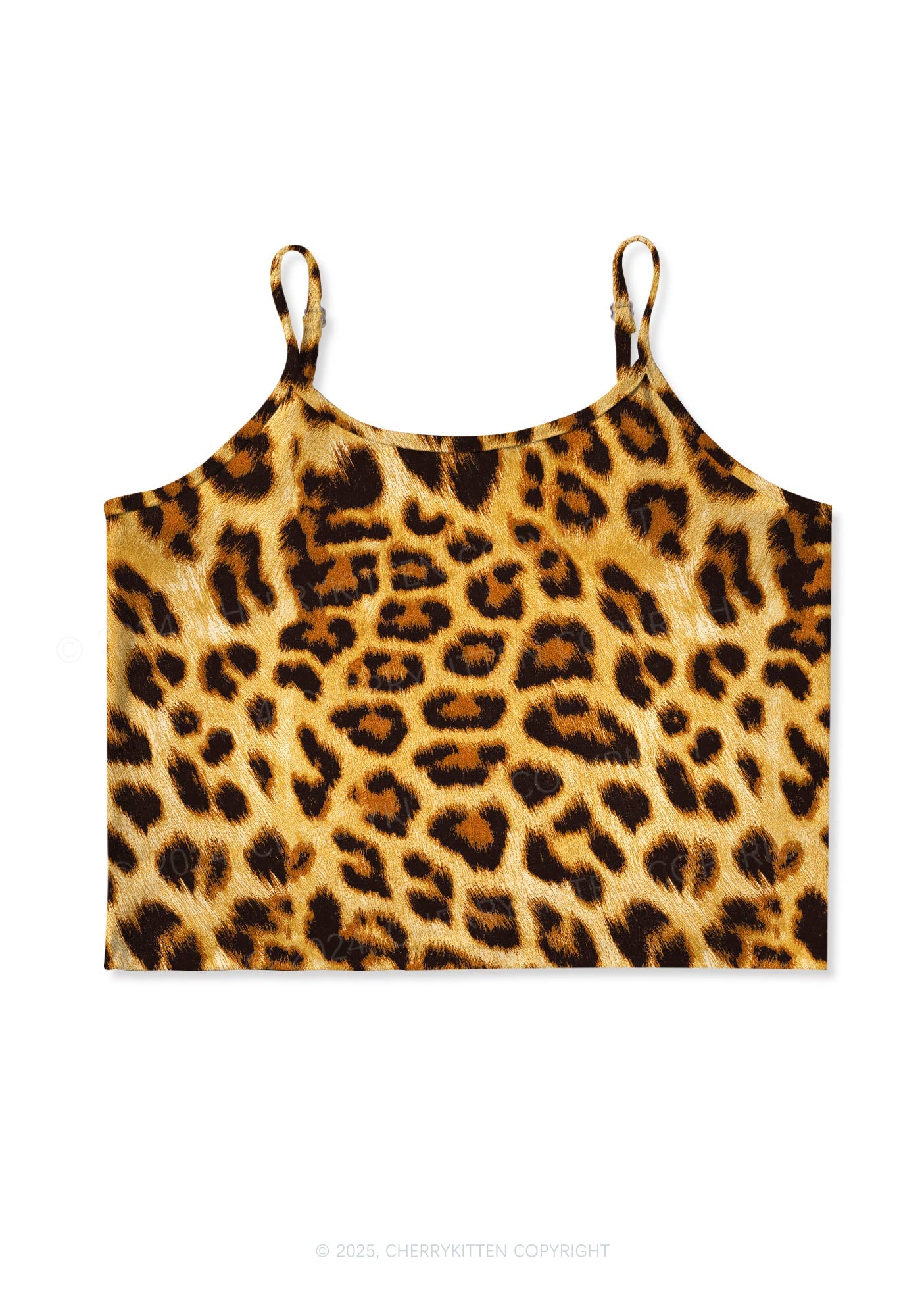 Brown Leopard Y2K Print Cami Crop Top Cherrykitten