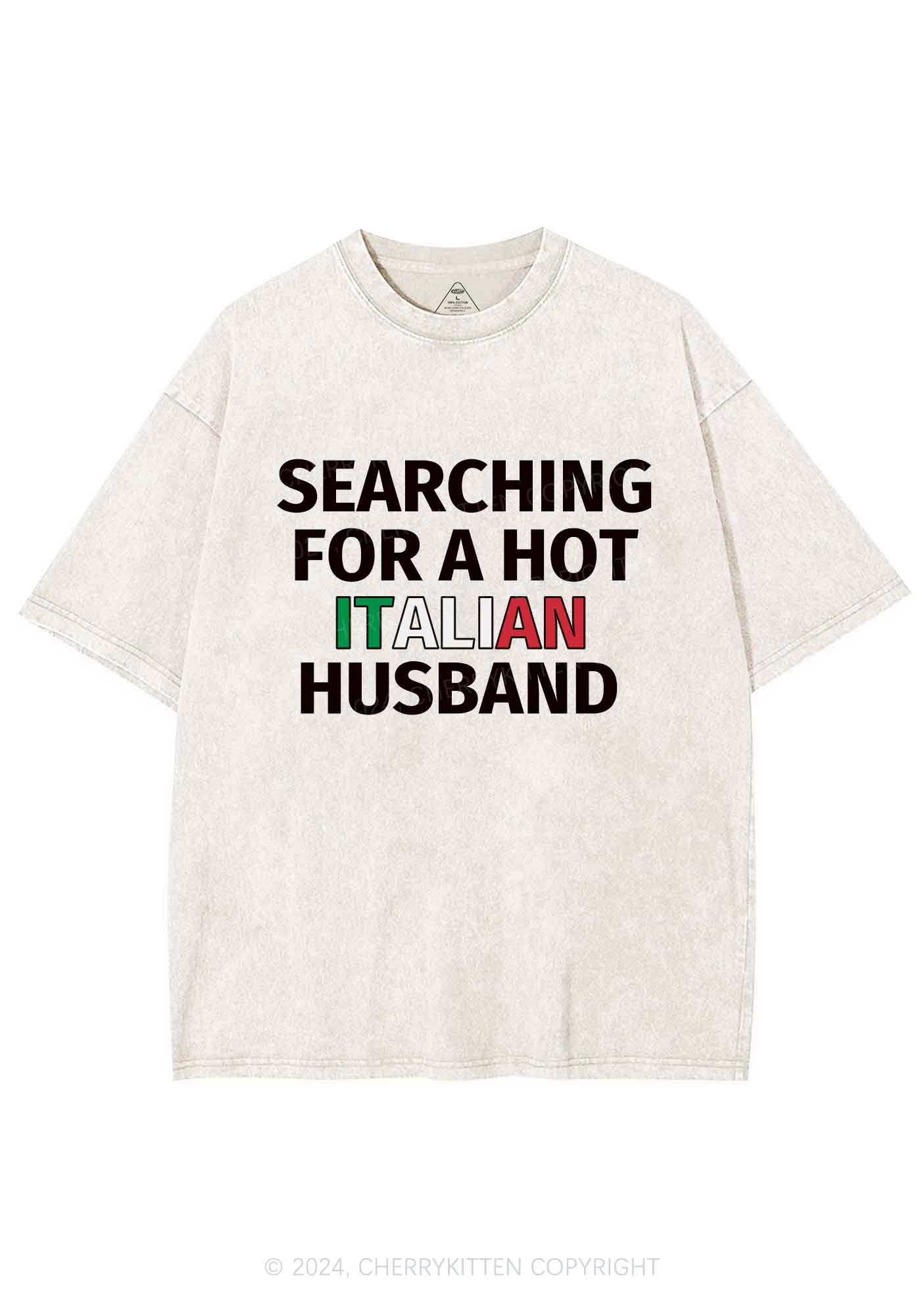 Hot Italian Husband Y2K Valentine's Day Washed Tee Cherrykitten