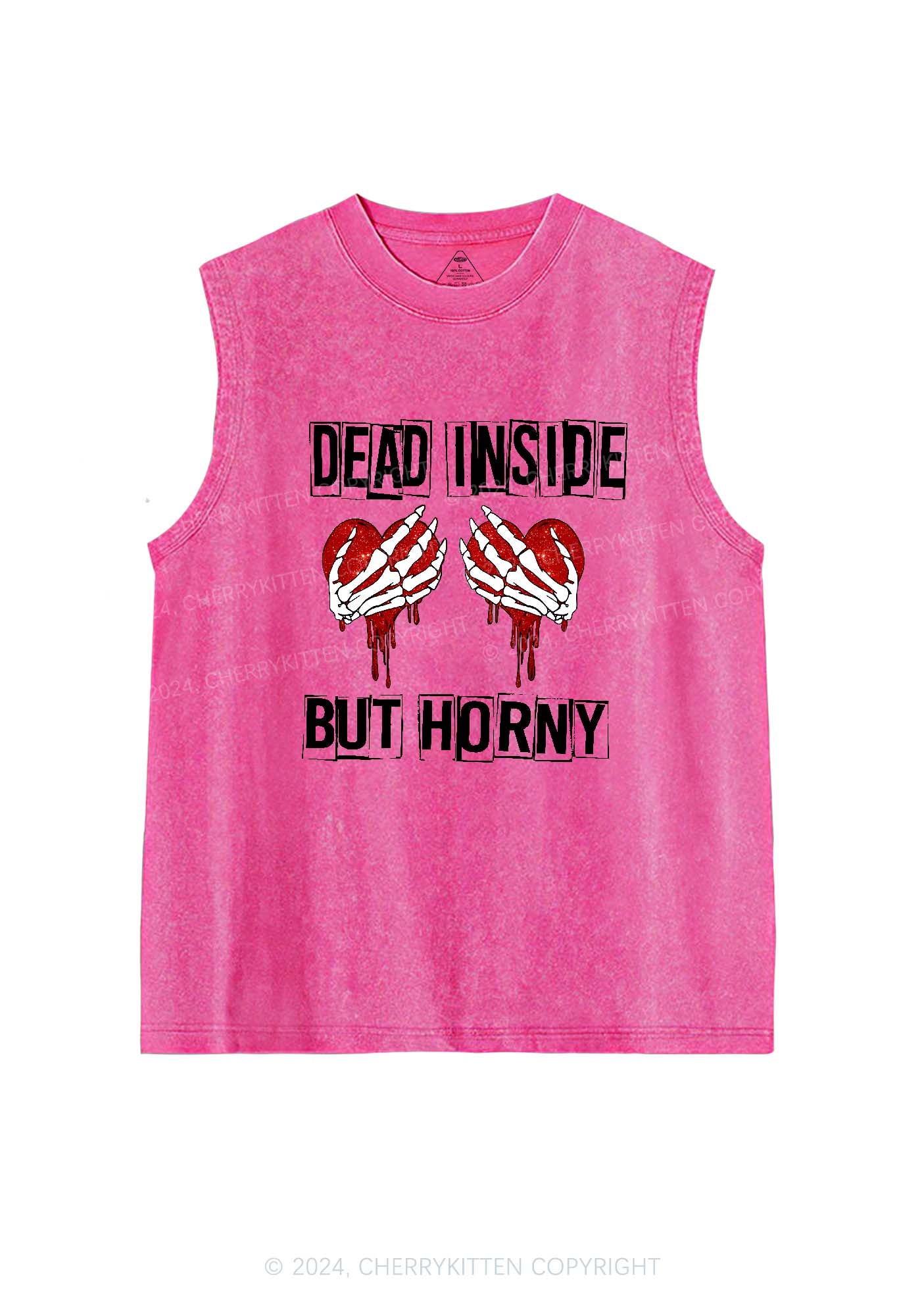 Dead Inside But Hxrny Y2K Valentine's Day Washed Tank Cherrykitten