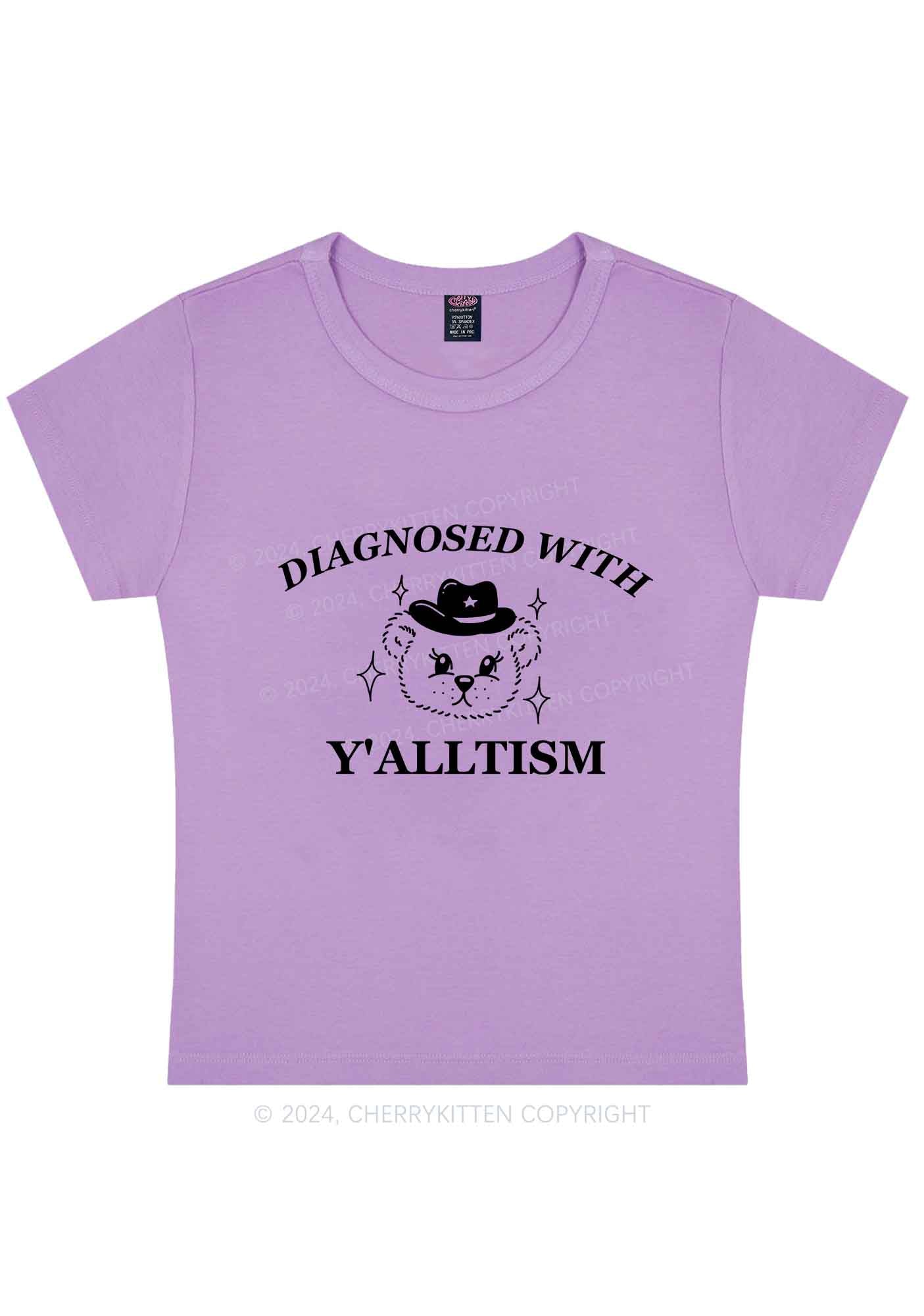 Diagnosed With Y'alltism Y2K Baby Tee Cherrykitten