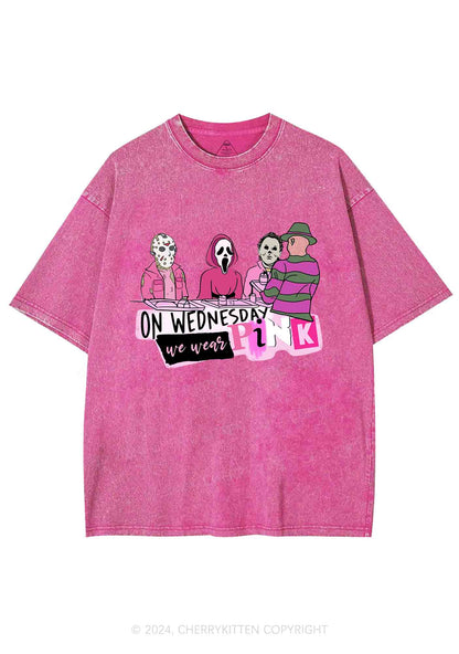 Halloween On Wednesday We Wear Pink Y2K Washed Tee Cherrykitten