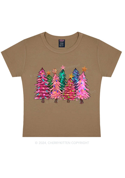 Christmas Pink Tree Y2K Baby Tee Cherrykitten