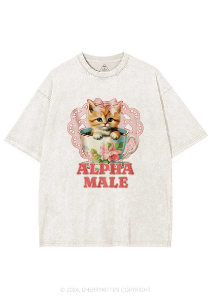 Alpha Male Cup Kitten Y2K Washed Tee Cherrykitten