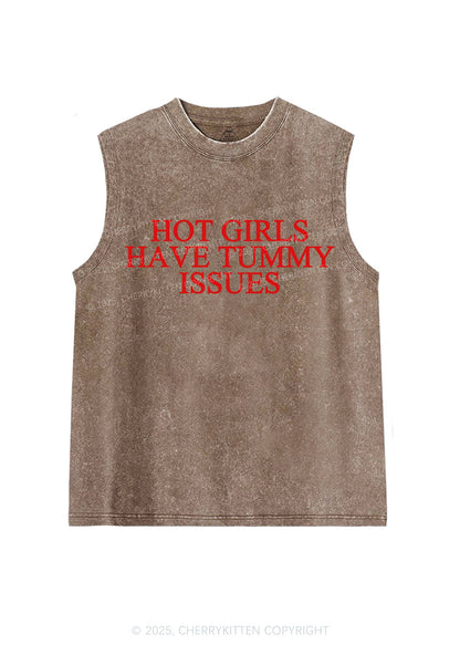 Hot Girls Have Tummy Issues Y2K Washed Tank Cherrykitten