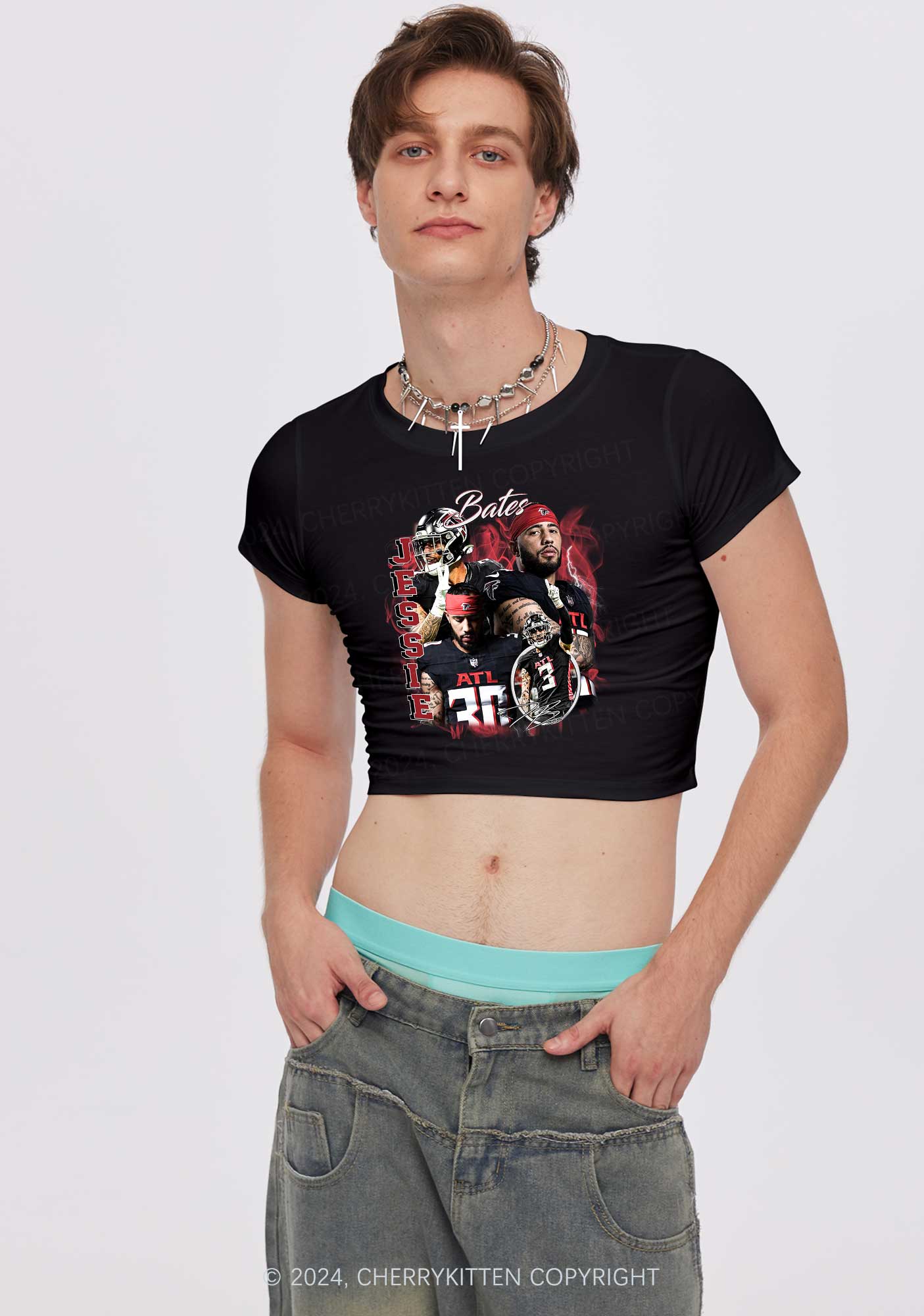 Red Jessie Y2K Super Bowl Baby Tee Cherrykitten