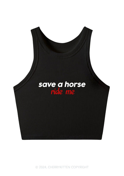 Save Horse Ride Me Y2K Crop Tank Top Cherrykitten