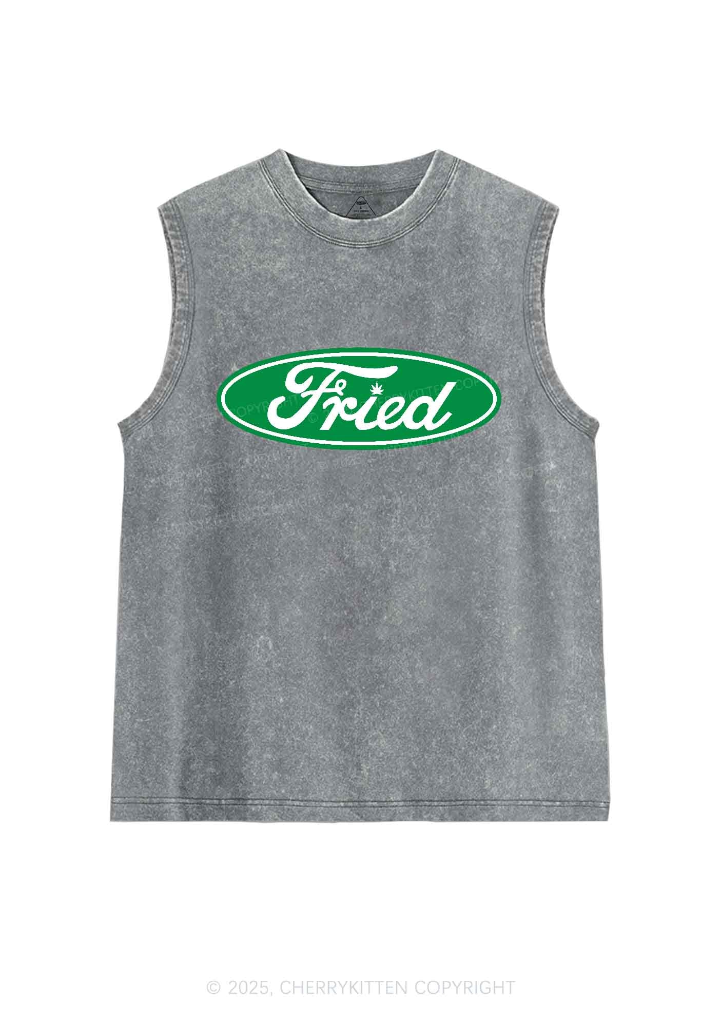 Green Fried Y2K Washed Tank Cherrykitten