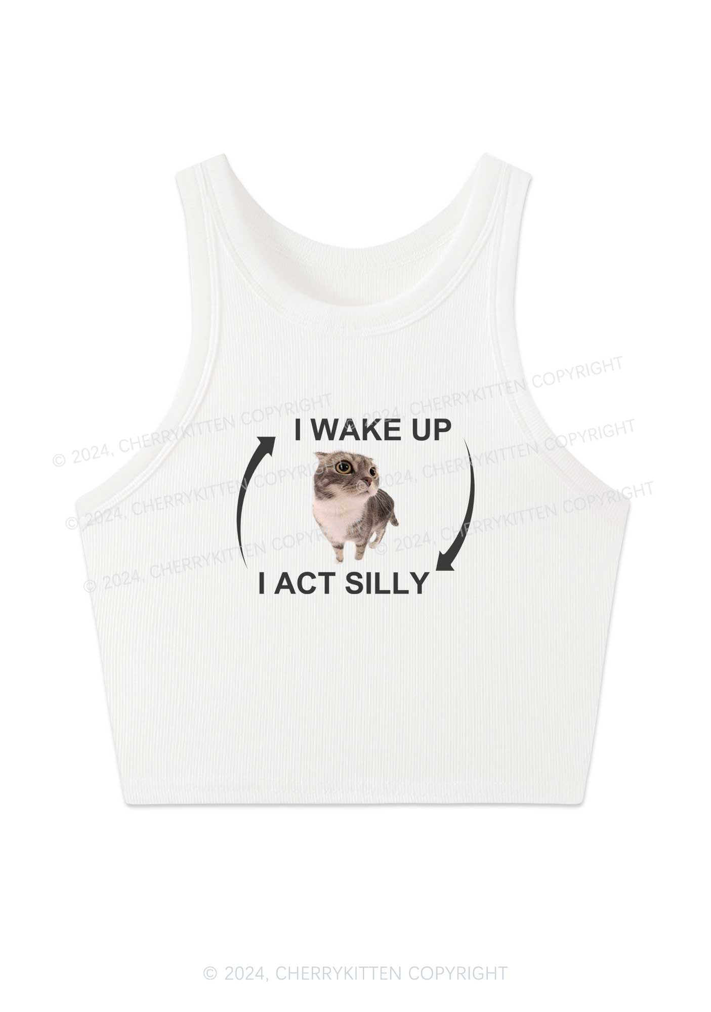 Wake Up Act Silly Y2K Crop Tank Top Cherrykitten