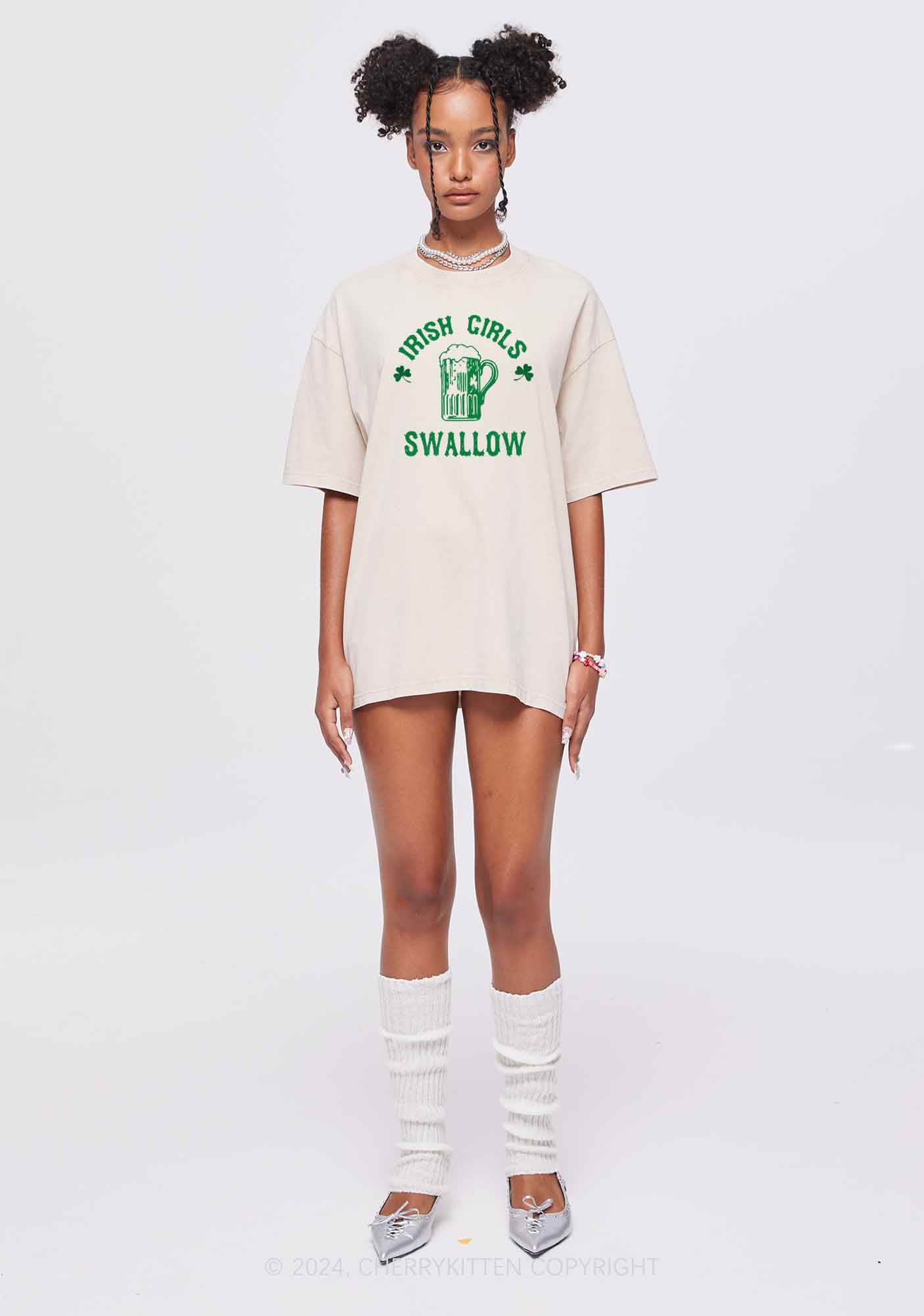 Irish Girls Swallow St Patricks Y2K Washed Tee Cherrykitten