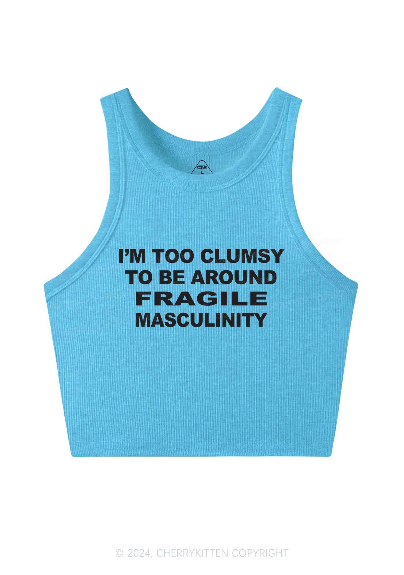 I'm Too Clumsy Y2K Crop Tank Top Cherrykitten