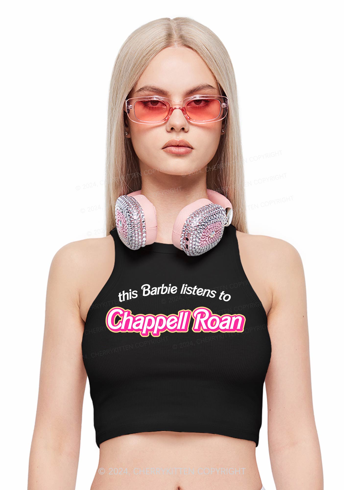 Listens To Custom Name Y2K Crop Tank Top Cherrykitten