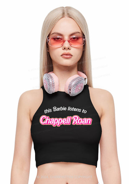 Listens To Custom Name Y2K Crop Tank Top Cherrykitten