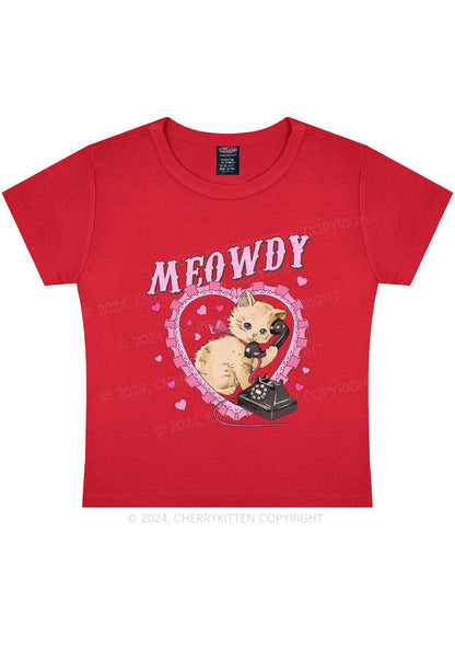 Meowdy Cat Y2K Valentine's Day Baby Tee Cherrykitten