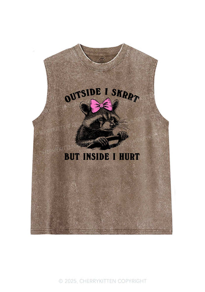 Outside I Skrrt Raccoon Y2K Washed Tank Cherrykitten