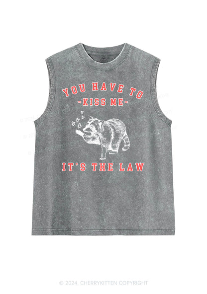 You Have To Kiss Me Y2K Valentine's Day Washed Tank Cherrykitten