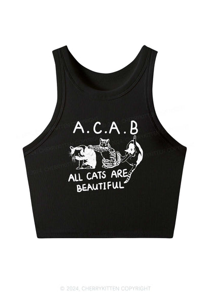 ACAB Cats Y2K Crop Tank Top Cherrykitten