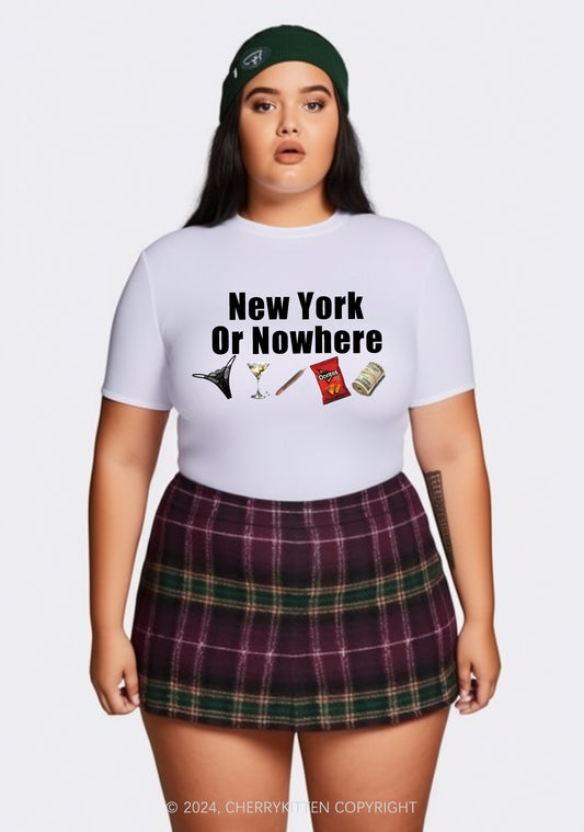 Curvy New York Or Nowhere Y2K Baby Tee Cherrykitten