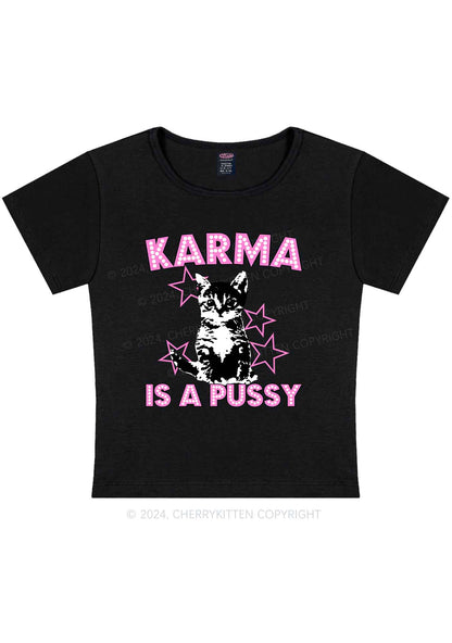 Karma Puxxy Y2K Baby Tee Cherrykitten