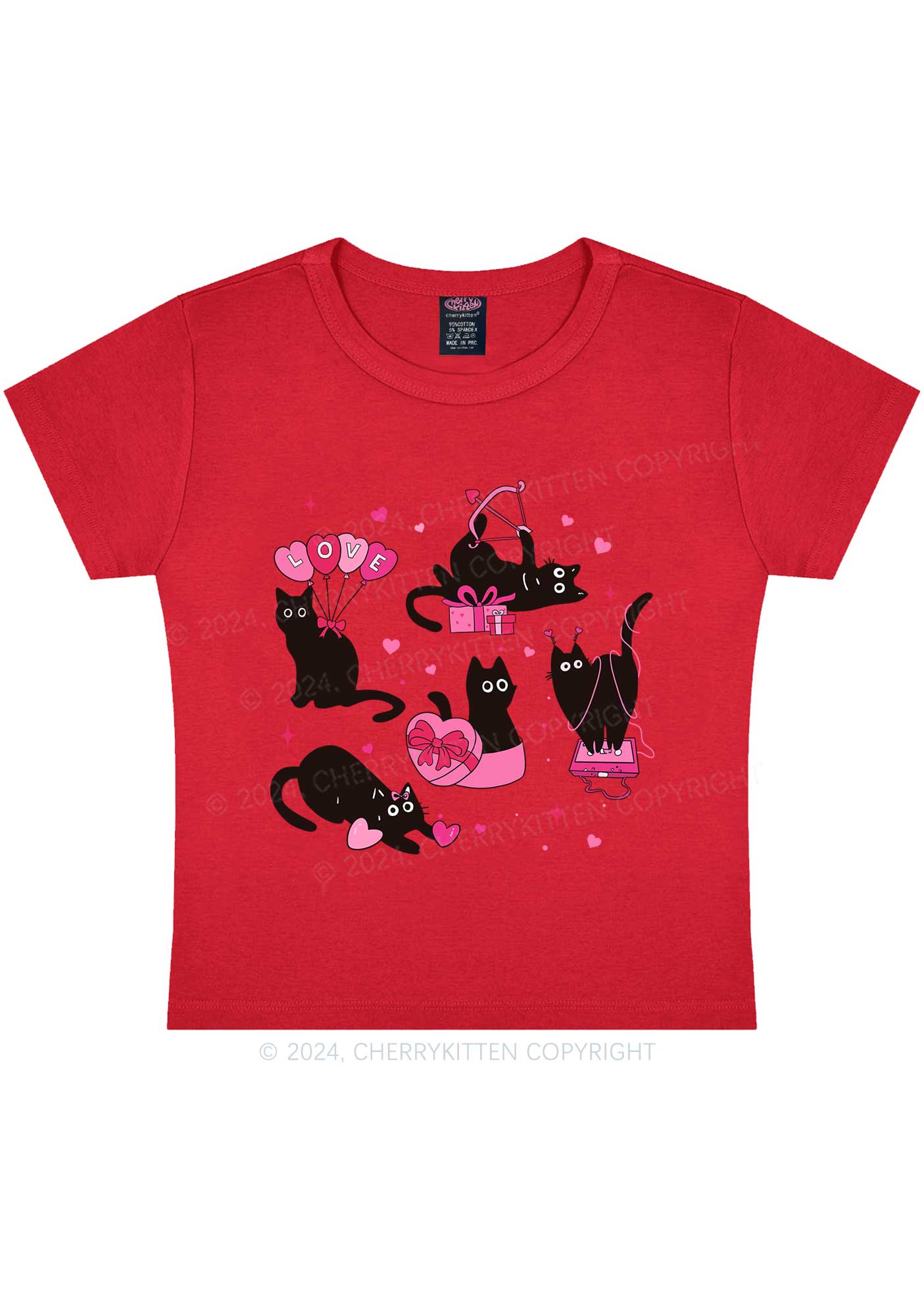 Black Kitten Y2K Valentine's Day Baby Tee Cherrykitten