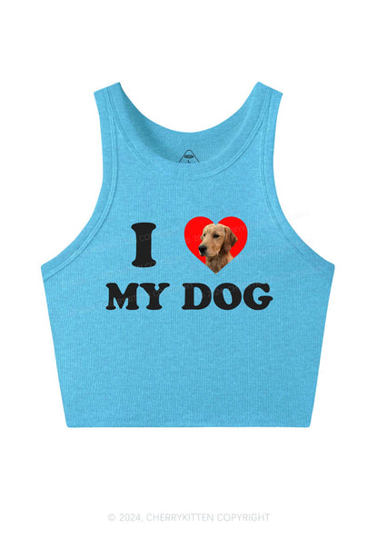 I Love My Dog Custom Photo Y2K Crop Tank Top Cherrykitten