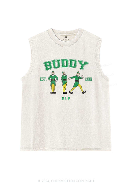 Christmas Elf Buddy Y2K Washed Tank Cherrykitten