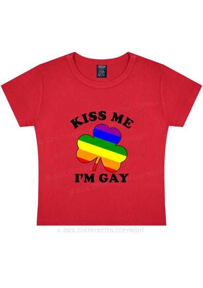 Kiss Me Im Gay St Patricks Y2K Baby Tee Cherrykitten