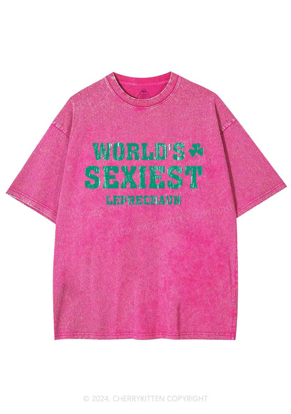 Worlds Sexiest Leprechaun St Patricks Y2K Washed Tee Cherrykitten