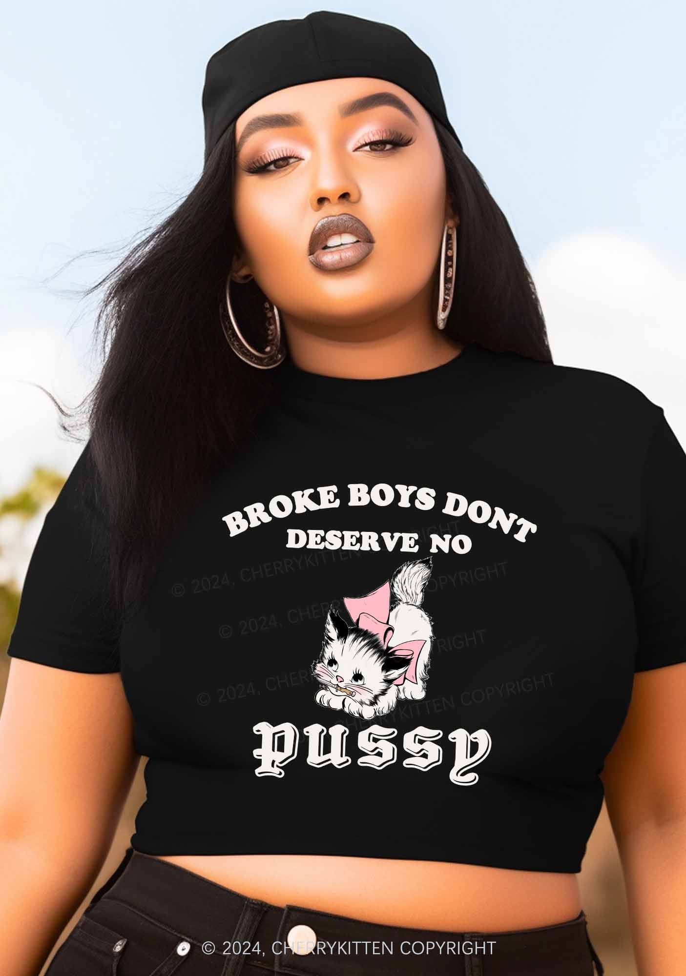 Curvy Broke Boys Pxssy Y2K Baby Tee Cherrykitten