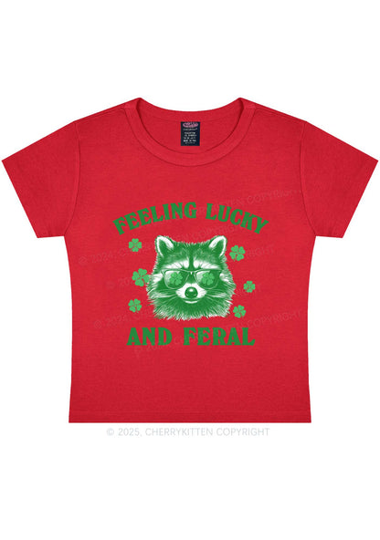 Feeling Lucky And Feral St Patricks Y2K Baby Tee Cherrykitten