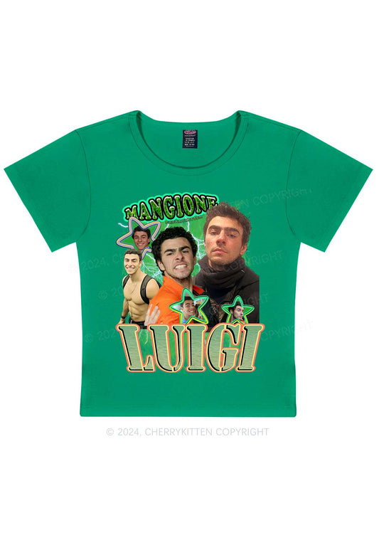 Green Star Luigi Y2K Baby Tee Cherrykitten