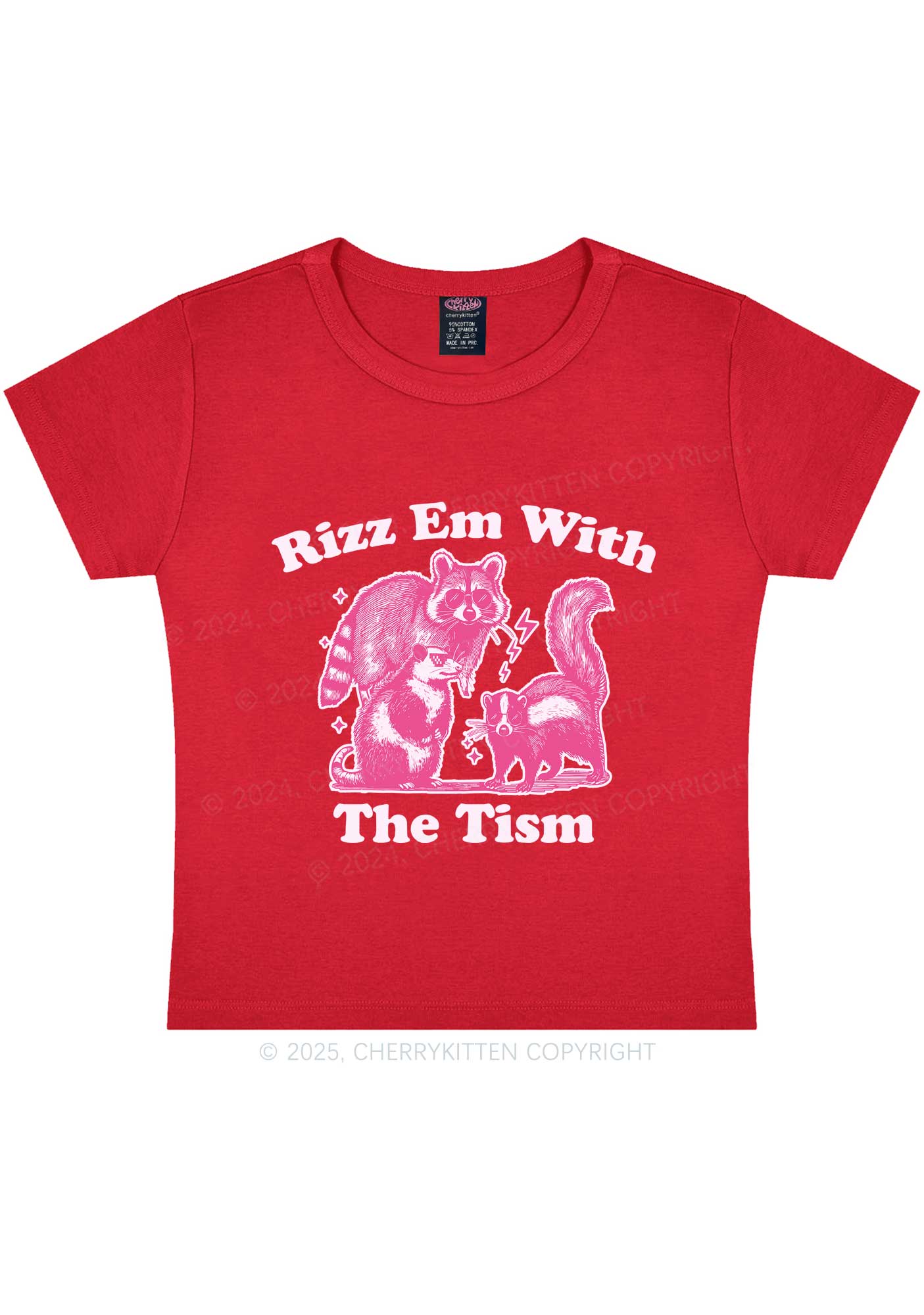 Rizz Em The Tism Y2K Baby Tee Cherrykitten