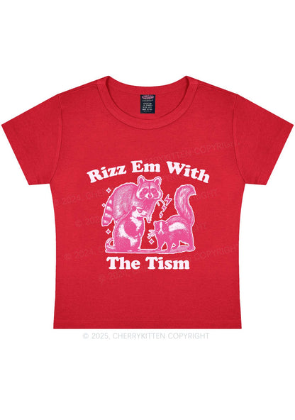 Rizz Em The Tism Y2K Baby Tee Cherrykitten