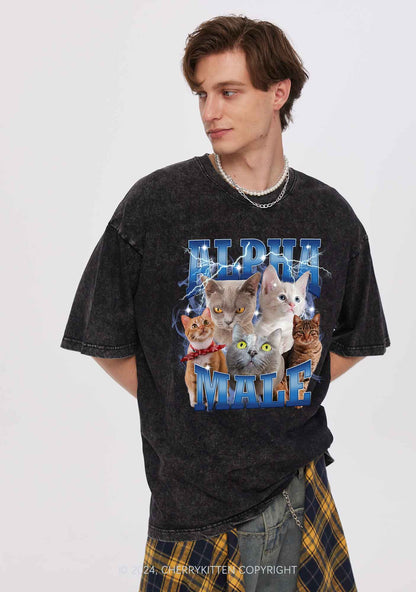 Blue Lightning Alpha Male Y2K Washed Tee Cherrykitten