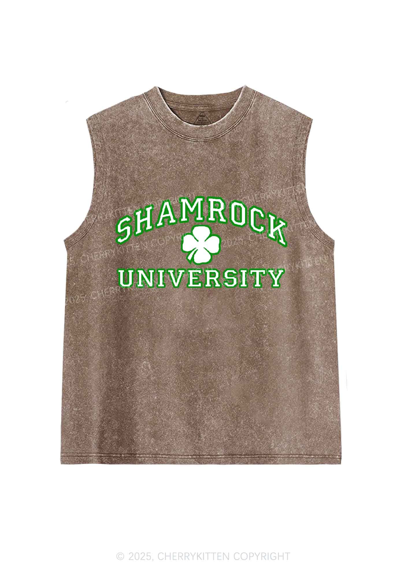 Shamrock University St Patricks Y2K Washed Tank Cherrykitten