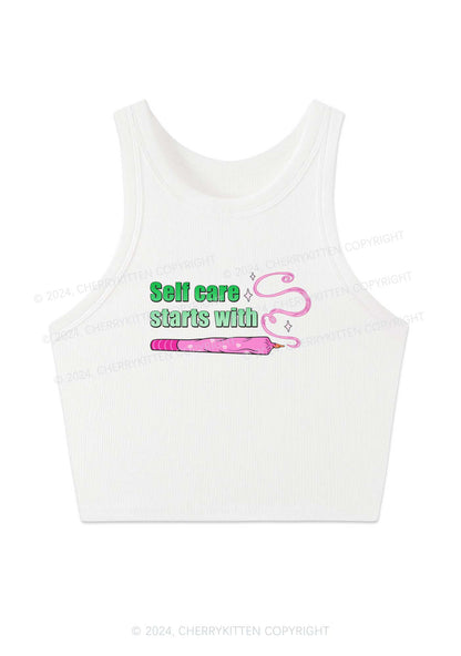 Self Care Starts Y2K Crop Tank Top Cherrykitten