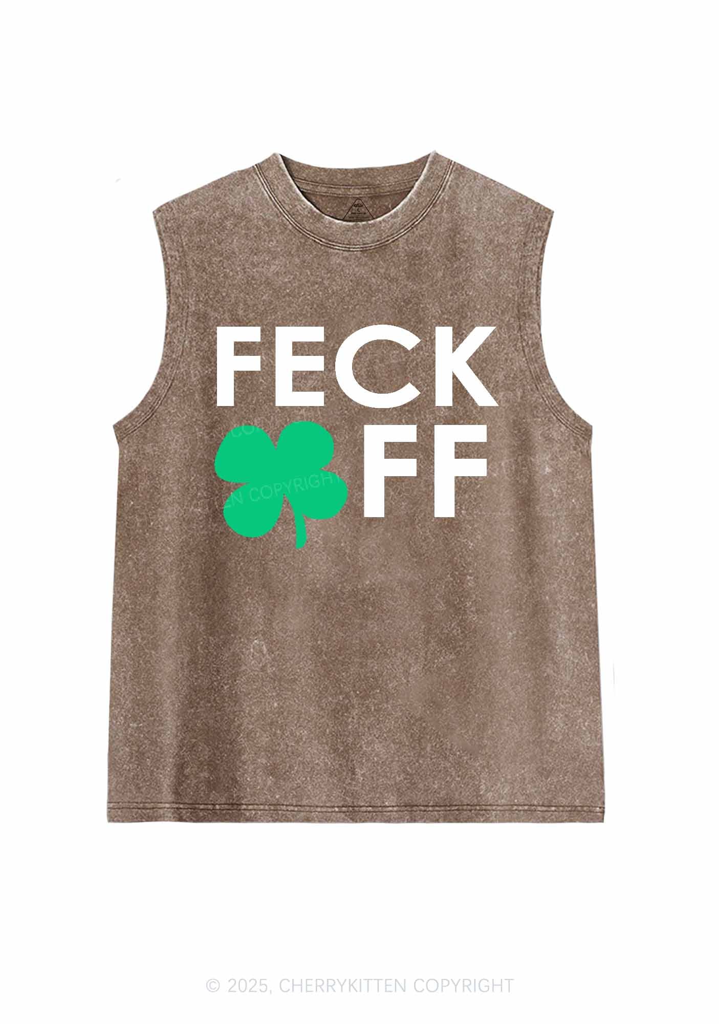 Feck Off St Patricks Y2K Washed Tank Cherrykitten