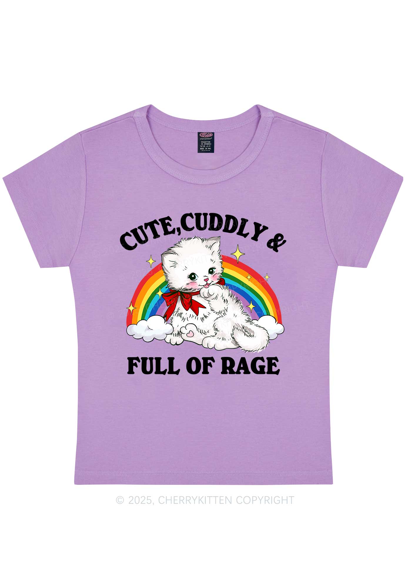 Cuddly Cat Full Of Rage Y2K Baby Tee Cherrykitten