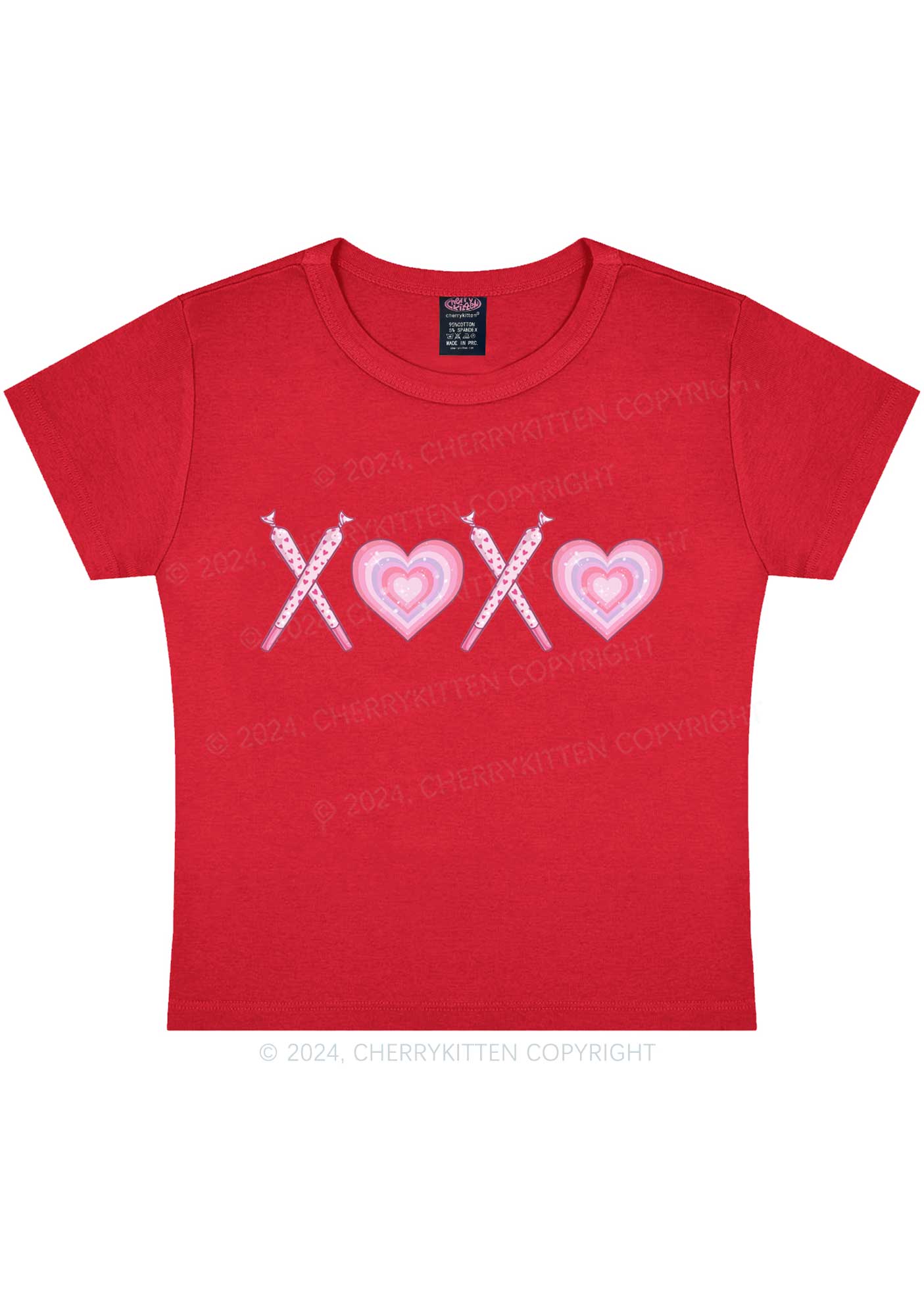 XOXO Heart Y2K Valentine's Day Baby Tee Cherrykitten